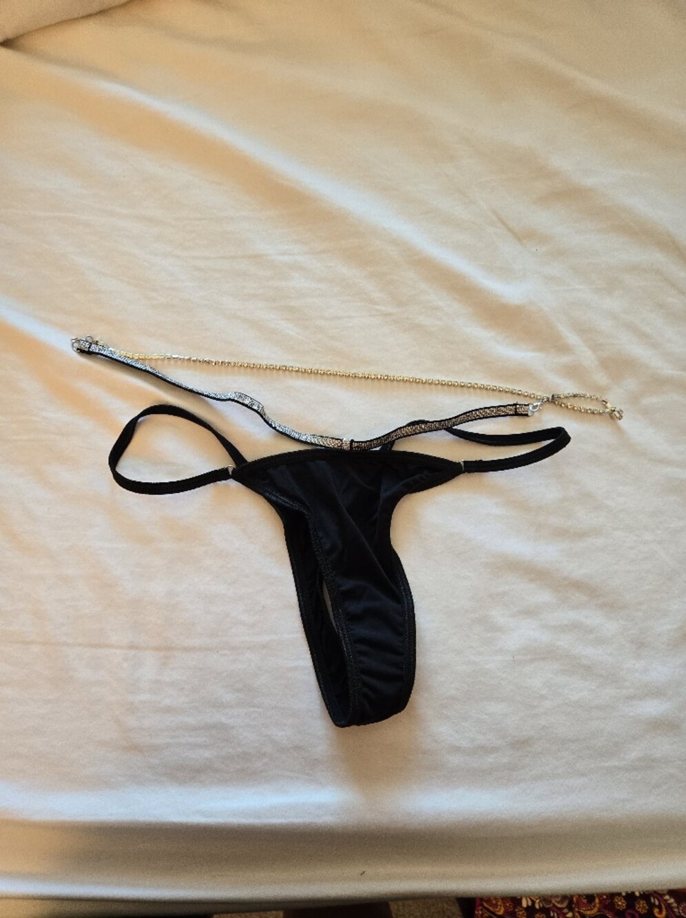 Fascinating Nights Black Thong. New. Medium